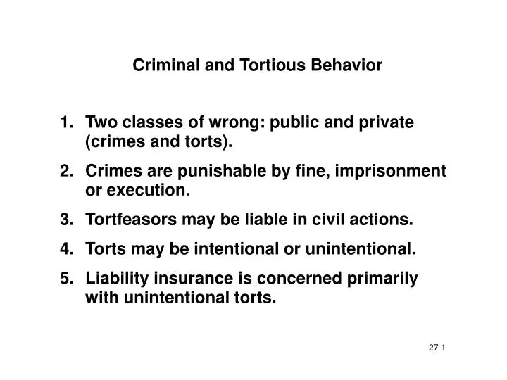 criminal and tortious behavior