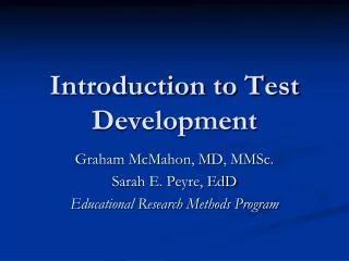 Introduction to Test Development