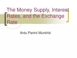 The Money Supply, Interest Rates, and the Exchange Rate