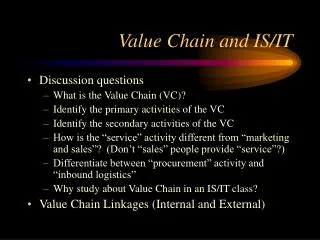 Value Chain and IS/IT