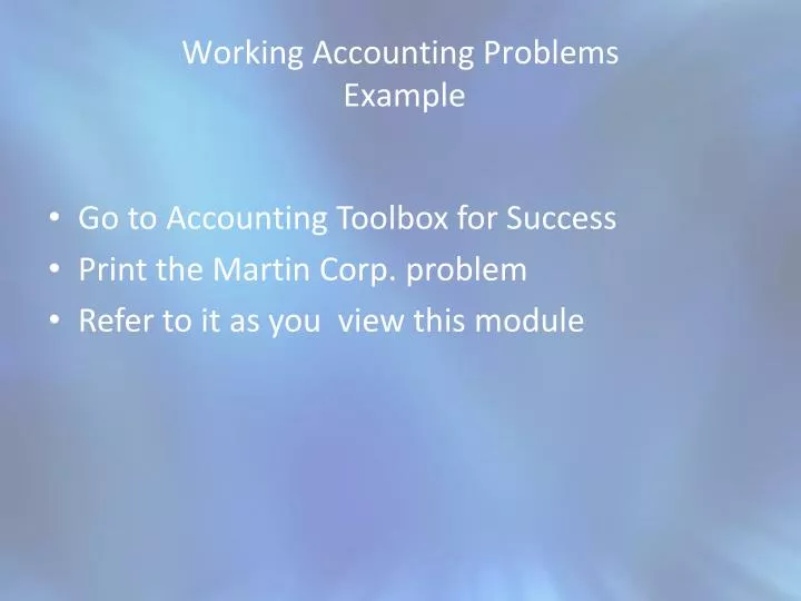 working accounting problems example