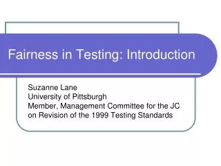 Fairness in Testing: Introduction