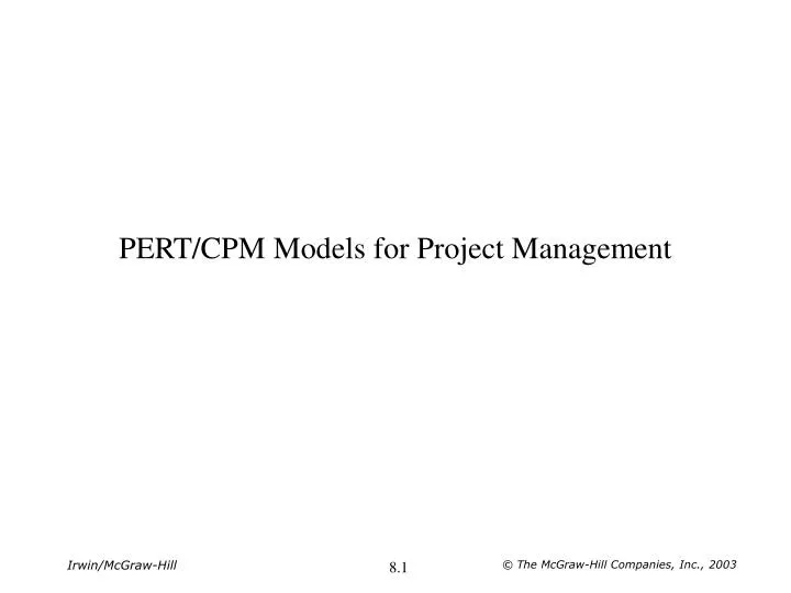 pert cpm models for project management