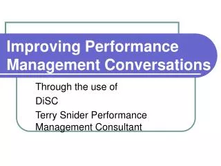 Improving Performance Management Conversations