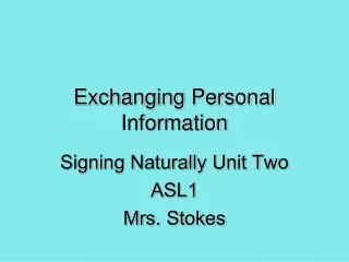 Exchanging Personal Information
