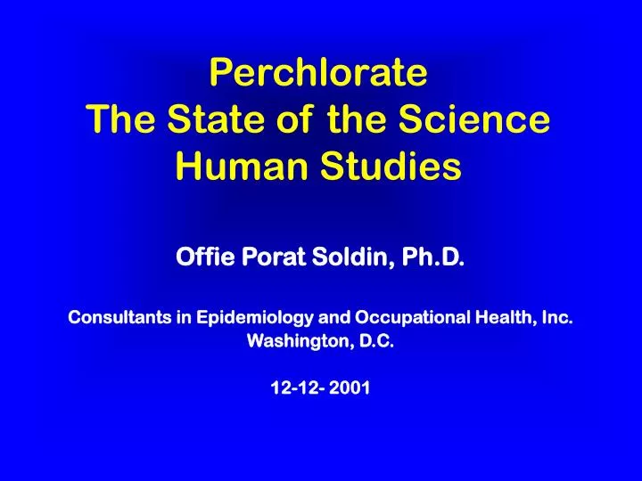 perchlorate the state of the science human studies