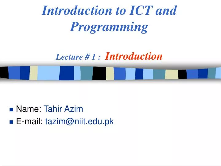 introduction to ict and programming lecture 1 introduction