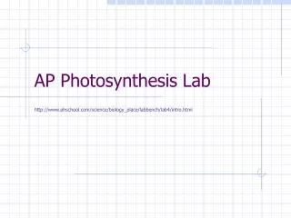 AP Photosynthesis Lab
