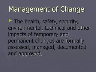 management of change