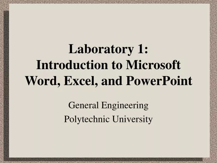 laboratory 1 introduction to microsoft word excel and powerpoint