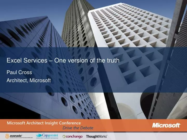 excel services one version of the truth