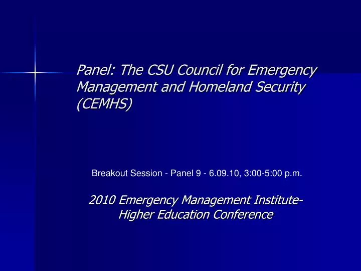 panel the csu council for emergency management and homeland security cemhs