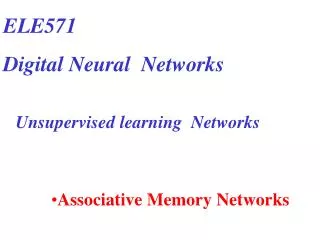 Unsupervised learning Networks