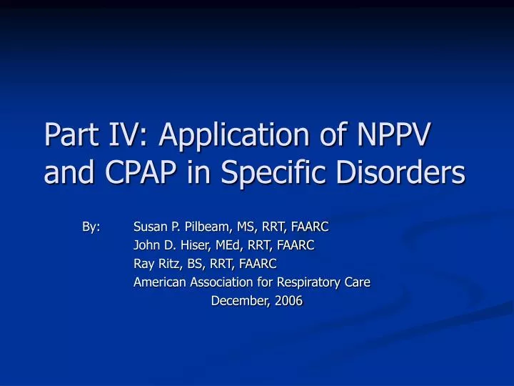 part iv application of nppv and cpap in specific disorders