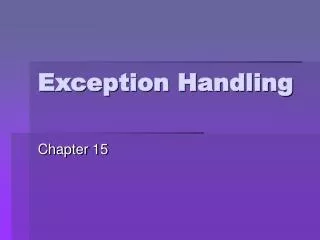 Exception Handling