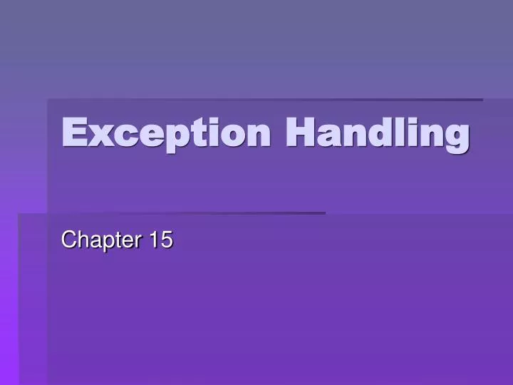 exception handling