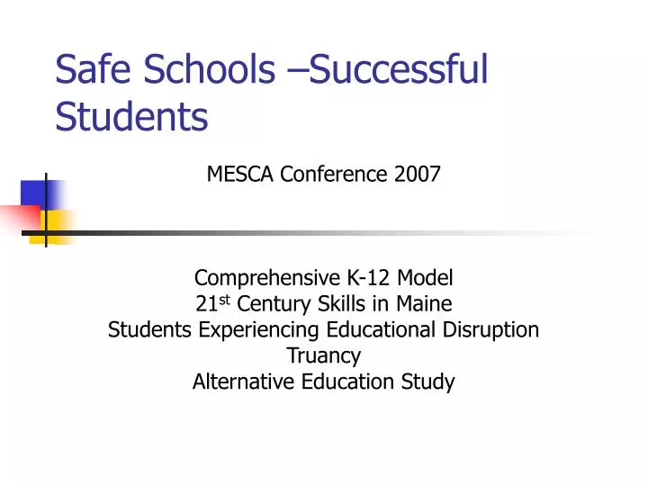 safe schools successful students
