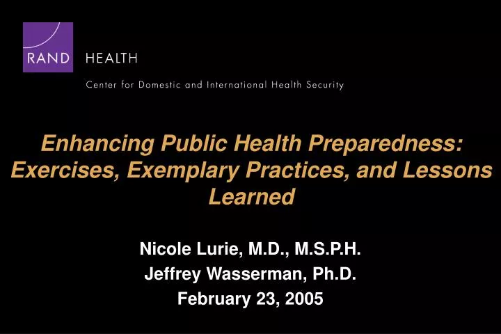 enhancing public health preparedness exercises exemplary practices and lessons learned