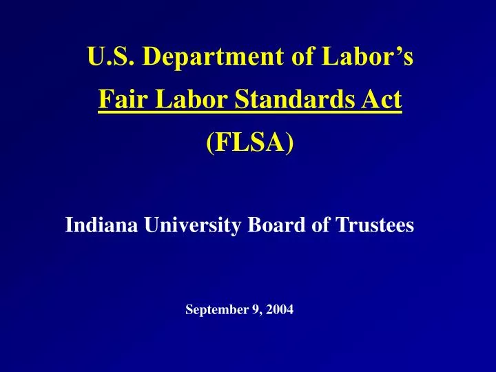 u s department of labor s fair labor standards act flsa