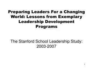 Preparing Leaders For a Changing World: Lessons from Exemplary Leadership Development Programs