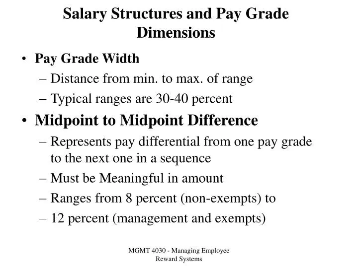 salary structures and pay grade dimensions