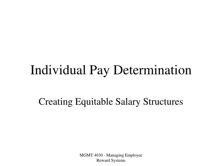 individual pay determination