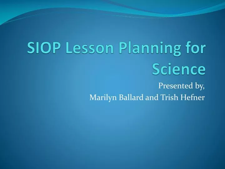 siop lesson planning for science