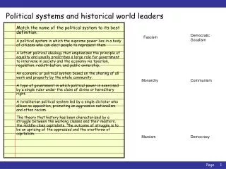 Political systems and historical world leaders