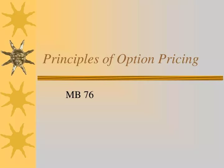 principles of option pricing