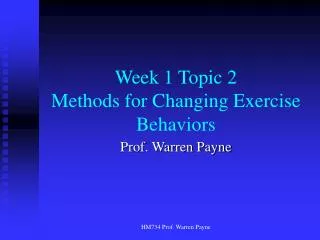 Week 1 Topic 2 Methods for Changing Exercise Behaviors