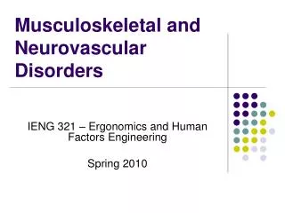 Musculoskeletal and Neurovascular Disorders