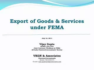 Export of Goods &amp; Services under FEMA