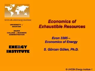 Economics of Exhaustible Resources