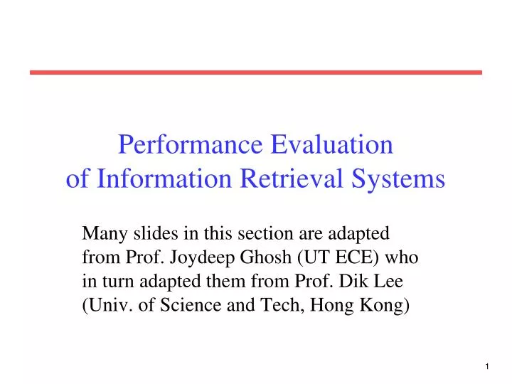 performance evaluation of information retrieval systems