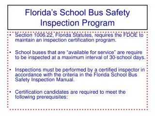 Florida’s School Bus Safety Inspection Program