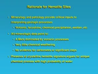 Rationale for Hematite Sites