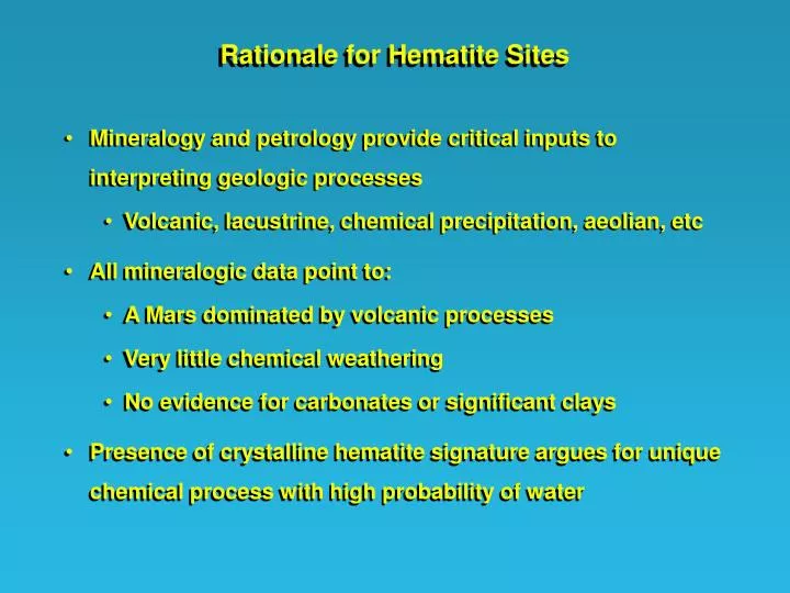 rationale for hematite sites