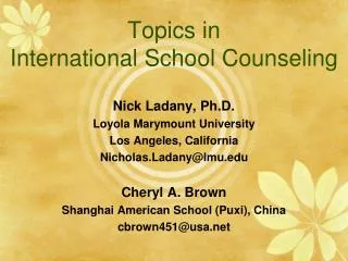 Topics in International School Counseling