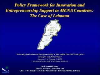 Policy Framework for Innovation and Entrepreneurship Support in MENA Countries: The Case of Lebanon