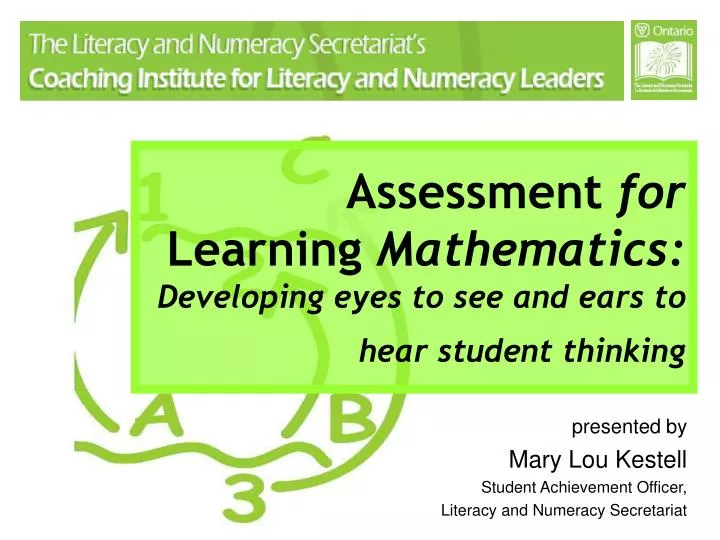 assessment for learning mathematics developing eyes to see and ears to hear student thinking