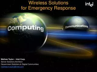 Wireless Solutions for Emergency Response