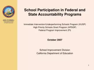 School Participation in Federal and State Accountability Programs