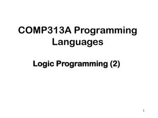 COMP313A Programming Languages