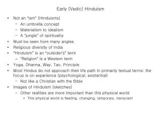 Early (Vedic) Hinduism