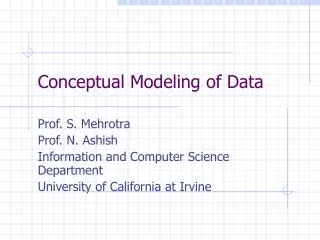 Conceptual Modeling of Data