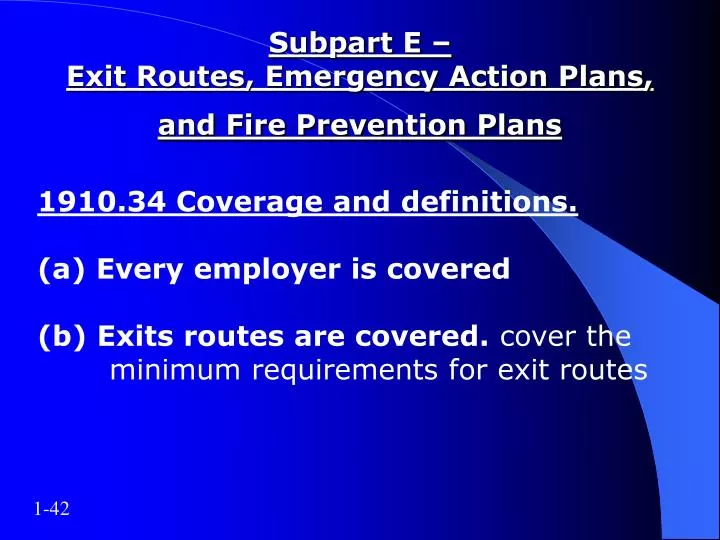 subpart e exit routes emergency action plans and fire prevention plans