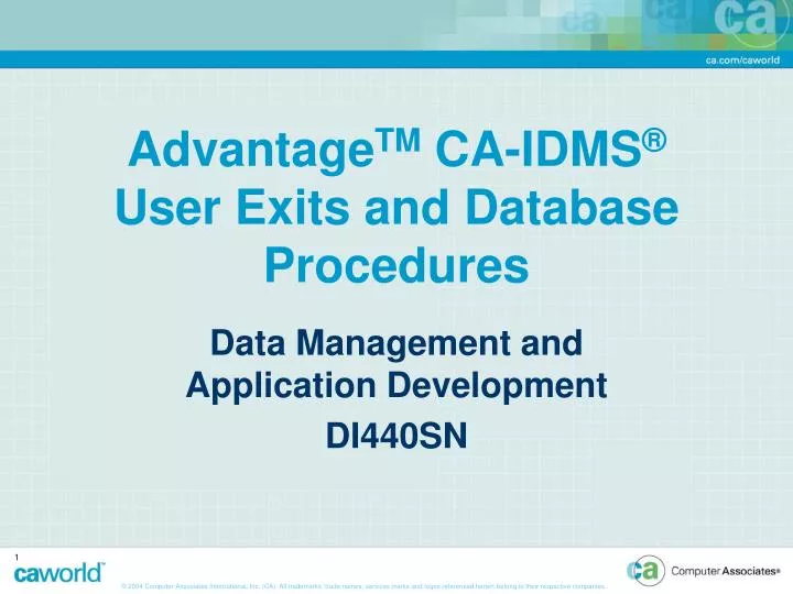 advantage tm ca idms user exits and database procedures