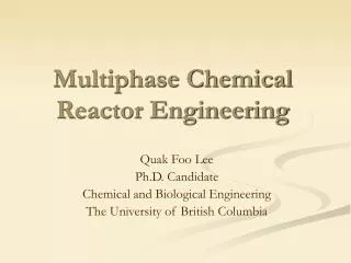 Multiphase Chemical Reactor Engineering