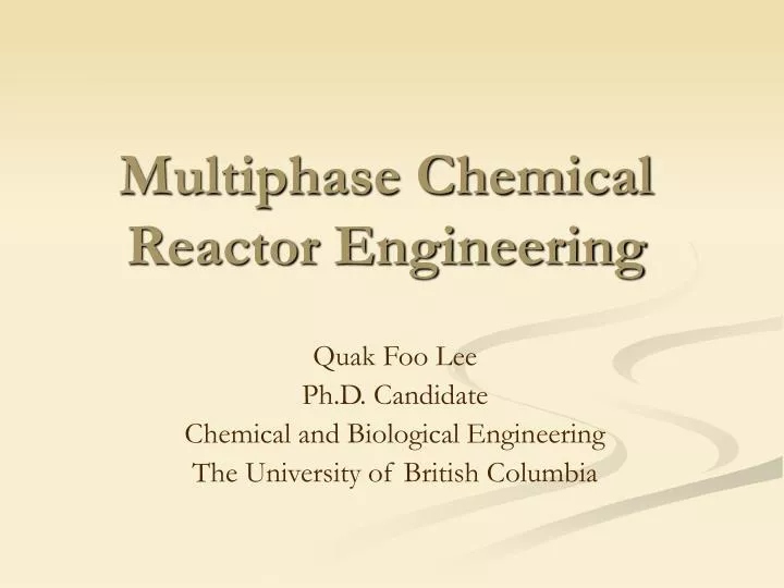 multiphase chemical reactor engineering