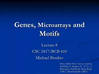 Genes, Microarrays and Motifs